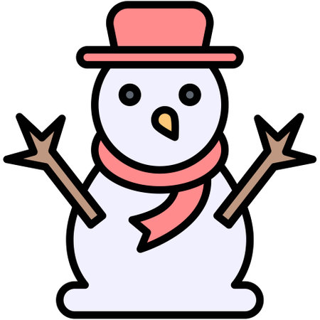 Snowman icon, Winter city related vector illustrationのイラスト素材