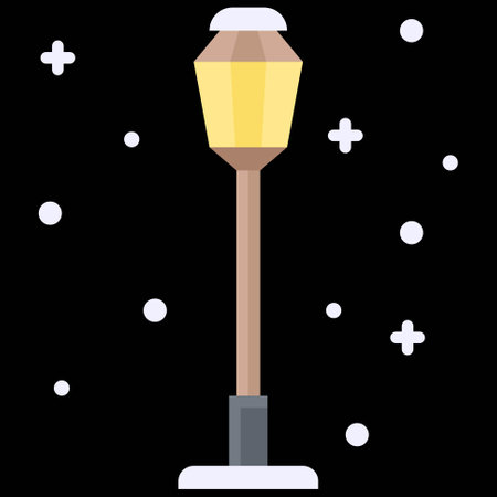 Lamp post with snow icon, Winter city related vector illustrationのイラスト素材