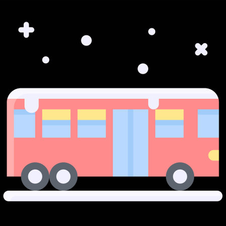 Bus in snow icon, Winter city related vector illustrationのイラスト素材