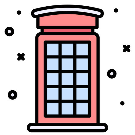 Telephone booth icon, Winter city related vector illustrationのイラスト素材