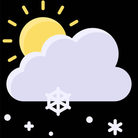 Sun and Snow cloud icon, Winter city related vector illustrationのイラスト素材
