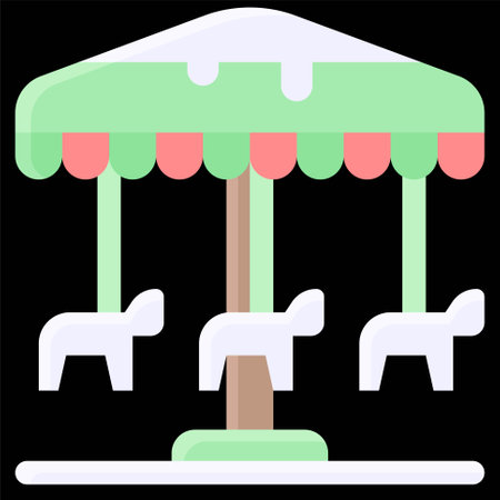 Carousel or merry go round icon, Winter city related vector illustrationのイラスト素材