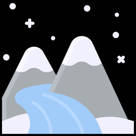River between mountains icon, Winter city related vector illustrationのイラスト素材