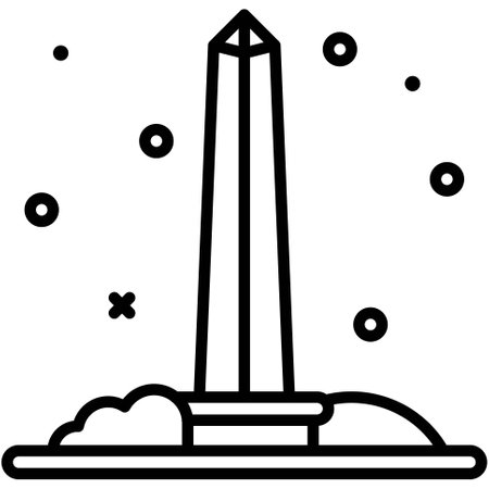 Obelisk with snow icon, Winter city related vector illustrationのイラスト素材