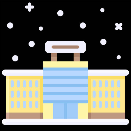 Hotel Building icon, Winter city related vector illustrationのイラスト素材