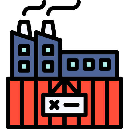 Closed factory icon, Bankruptcy related vector illustrationのイラスト素材