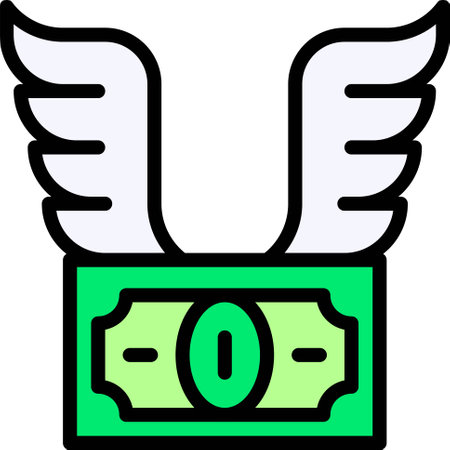 Banknote with wings icon, Bankruptcy related vector illustrationのイラスト素材