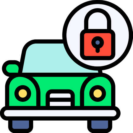 Car with lock icon, Bankruptcy related vector illustrationのイラスト素材
