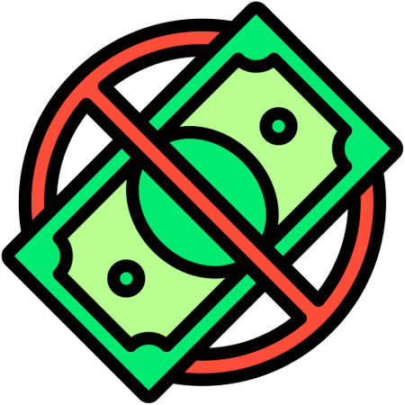 No Banknote sign icon, Bankruptcy related vector illustrationのイラスト素材