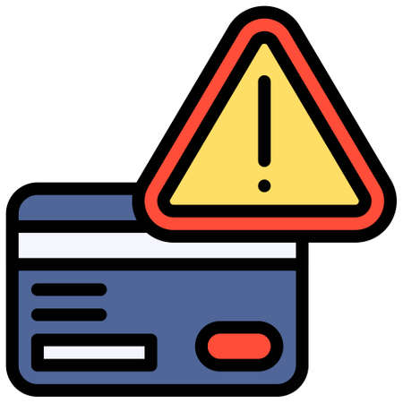 Credit card with Attention sign icon, Bankruptcy related vector illustrationのイラスト素材
