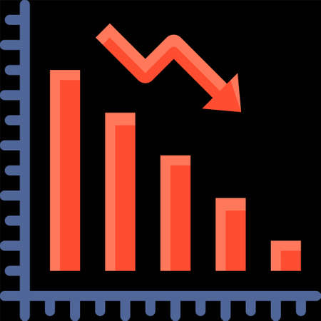 Decreasing bar chart icon, Bankruptcy related vector illustration