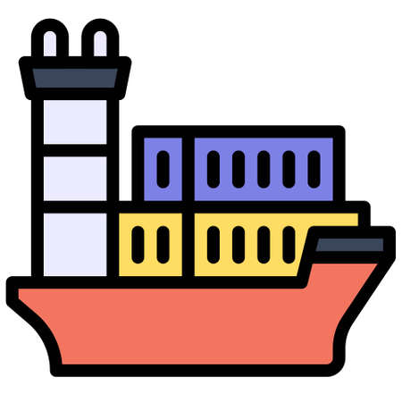 Cargo ship icon, transportation related vector illustrationのイラスト素材