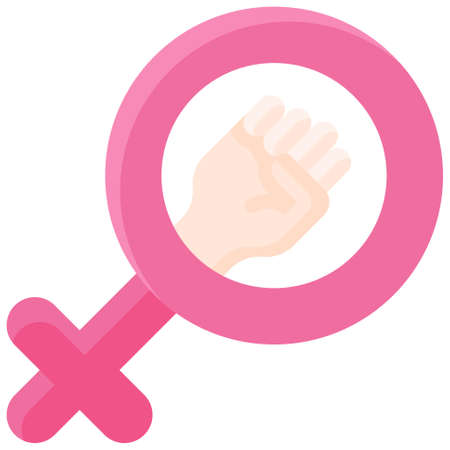 Raised Fist in Female gender symbol icon, International Women's Day related vector illustrationのイラスト素材