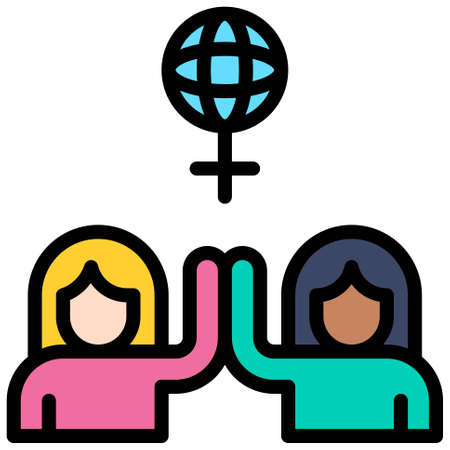 Women join hand icon, International Women's Day related vector illustrationのイラスト素材