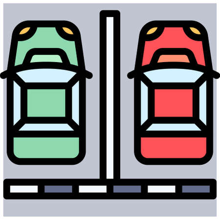 Parking lot with two cars icon, Parking lot related vector illustrationのイラスト素材