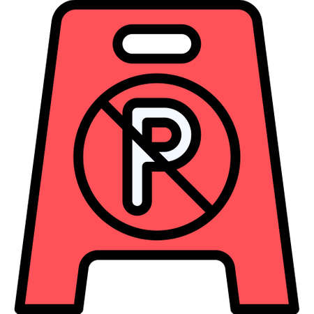 No Parking Folding Sign icon, Parking lot related vector illustrationのイラスト素材
