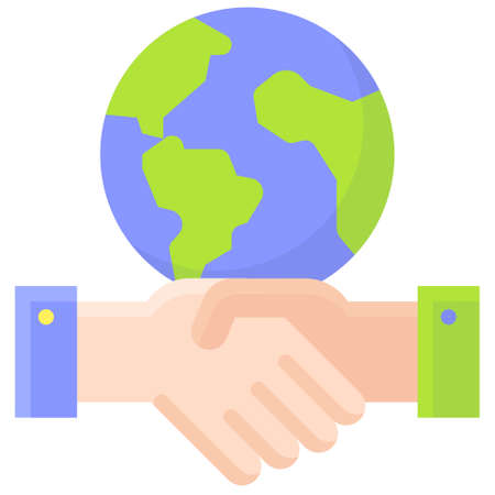 Earth with Handshake icon, Earth Day related vector illustrationのイラスト素材