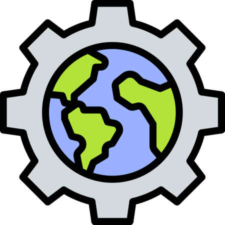 Earth in Gear icon, Earth Day related vector illustrationのイラスト素材