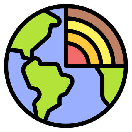 Earths inner core icon, Earth Day related vector illustrationのイラスト素材