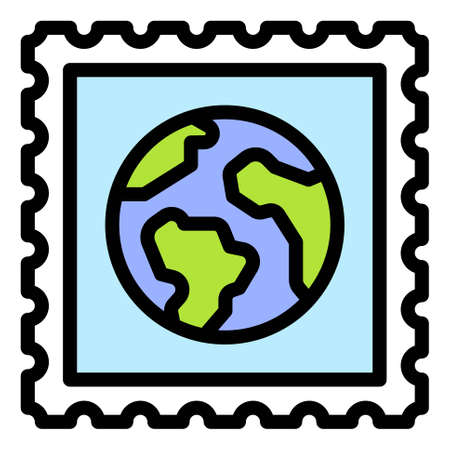 Earth Postage stamp icon, Earth Day related vector illustrationのイラスト素材