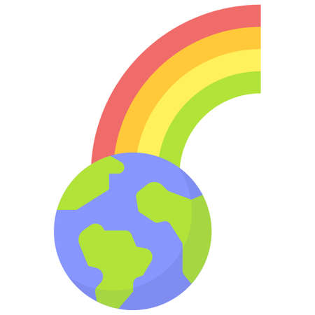 Earth with Rainbow icon, Earth Day related vector illustrationのイラスト素材