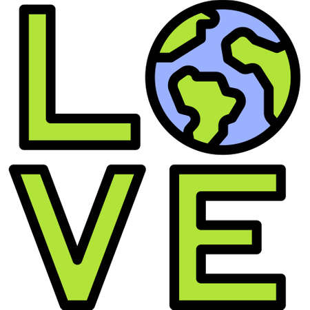 LOVE Earth icon, Earth Day related vector illustrationのイラスト素材