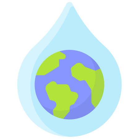 Earth in Water drop icon, Earth Day related vector illustrationのイラスト素材