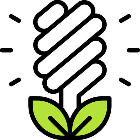 Light bulb with leaves icon, Earth Day related vector illustrationのイラスト素材
