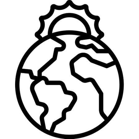 Earth and Sun icon, Earth Day related vector illustrationのイラスト素材