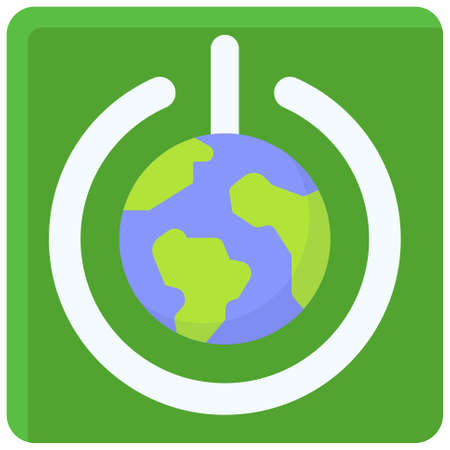 Power button icon, Earth Day related vector illustrationのイラスト素材