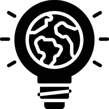 Earth inside Light Bulb icon, Earth Day related vector illustrationのイラスト素材