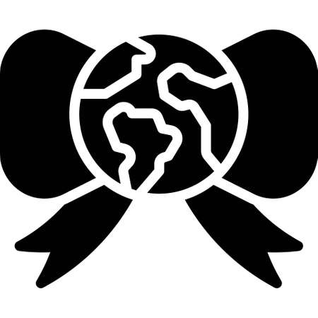 Earth Bow tie icon, Earth Day related vector illustrationのイラスト素材