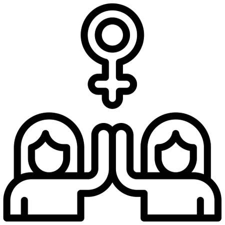 Women doing high five icon, Feminism related vector illustrationのイラスト素材