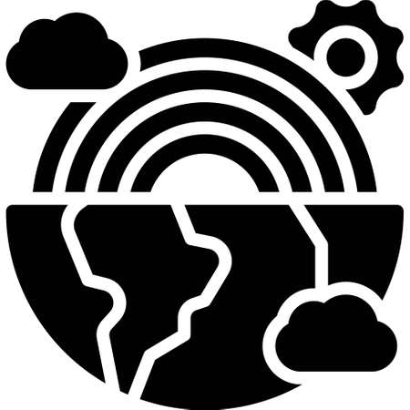 Rainbow with Half Earth icon, Earth Day related vector illustrationのイラスト素材