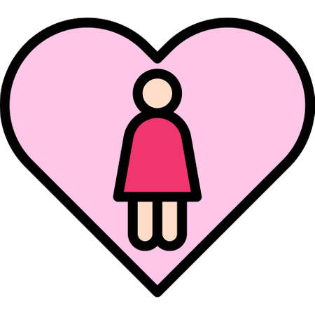 Woman in Heart shape icon, Feminism related vector illustrationのイラスト素材
