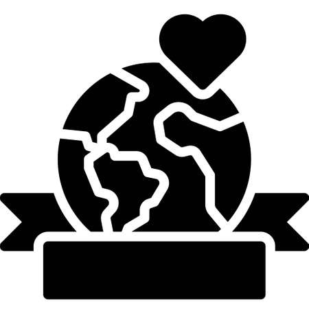 Earth with Ribbon banner icon, Earth Day related vector illustrationのイラスト素材