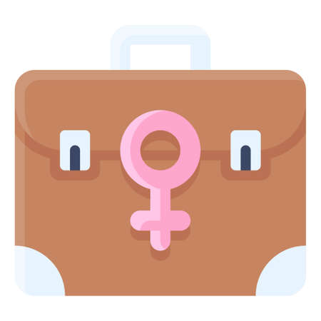 Briefcase with female gender symbol icon, Feminism related vector illustrationのイラスト素材