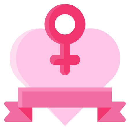 Heart with Female gender symbol icon, Feminism related vector illustrationのイラスト素材
