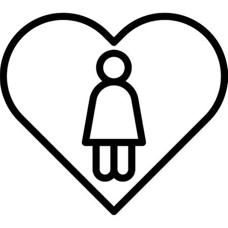Woman in Heart shape icon, Feminism related vector illustrationのイラスト素材