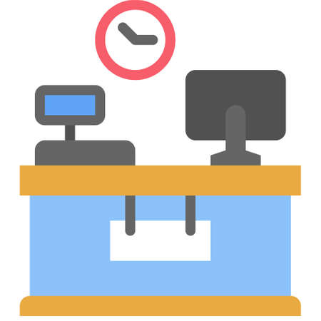 Office desk icon, Supermarket and Shopping mall related vector illustrationのイラスト素材