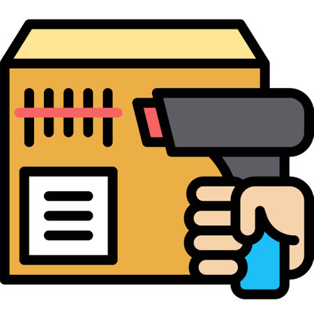 Scanning the barcode icon, Supermarket and Shopping mall related vector illustrationのイラスト素材