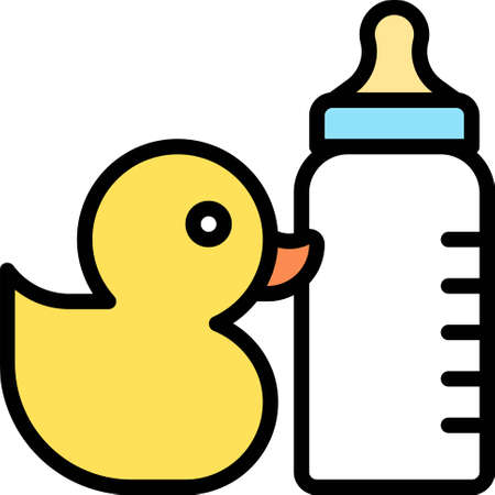 Rubber duck and Baby bottle icon, Supermarket and Shopping mall related vector illustrationのイラスト素材