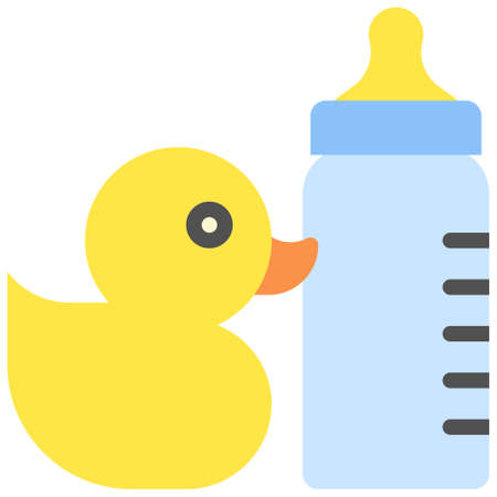 Rubber duck and Baby bottle icon, Supermarket and Shopping mall related vector illustrationのイラスト素材