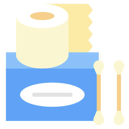 Tissue paper and Cotton swab icon, Supermarket and Shopping mall related vector illustrationのイラスト素材