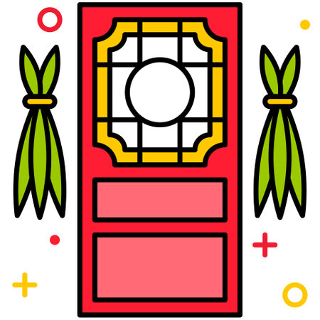Calamus and Door icon, Dragon Boat festival related vector illustrationのイラスト素材