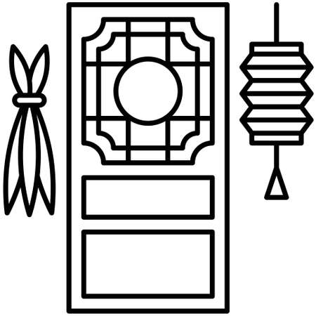 Calamus and Door icon, Dragon Boat festival related vector illustrationのイラスト素材