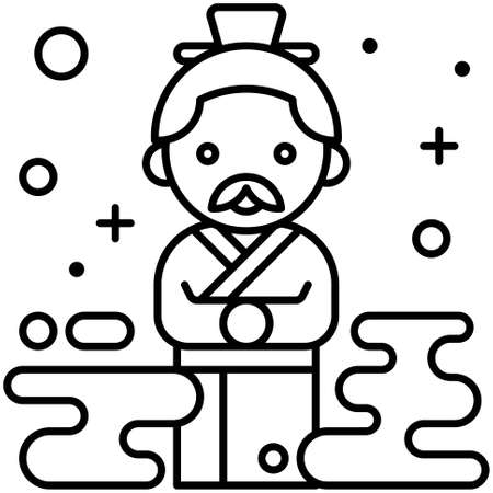 Chinese poet and politician icon Dragon Boat festival related vector illustrationのイラスト素材