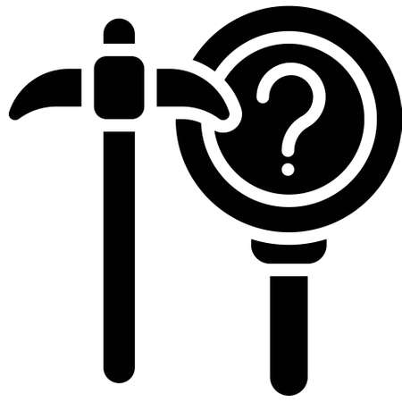 Pickaxe and Magnify glass icon, Cryptocurrency related vector illustrationのイラスト素材