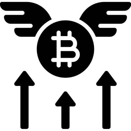 Bitcoin with wings icon, Cryptocurrency related vector illustrationのイラスト素材