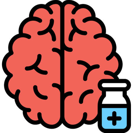 Brain and Vaccine icon, Vaccine Development related vector illustrationのイラスト素材